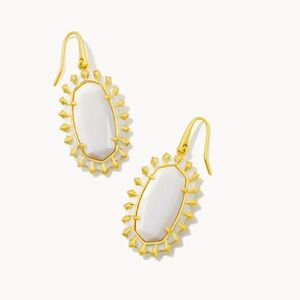 Kendra Scott Dani Gold Color Burst Frame Drop Earrings in Mother of Pearl NWT